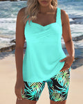Selmira | Tankini Gestreifter Weste mit Bedruckten Strandhosen