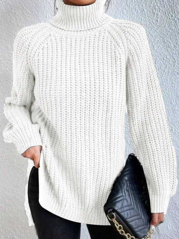 Selmira-rollkragenpullover Mit Raglanärmel Und Geteiltem Saum