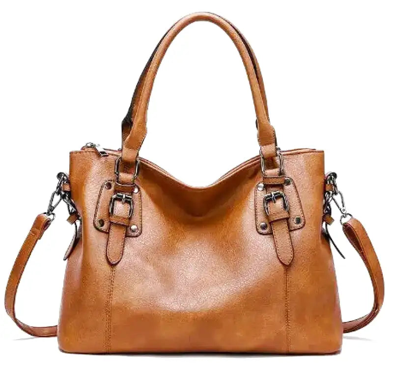 Selmira – Vintage große Kapazität Handtasche aus weichem Material mit Schulterriemen