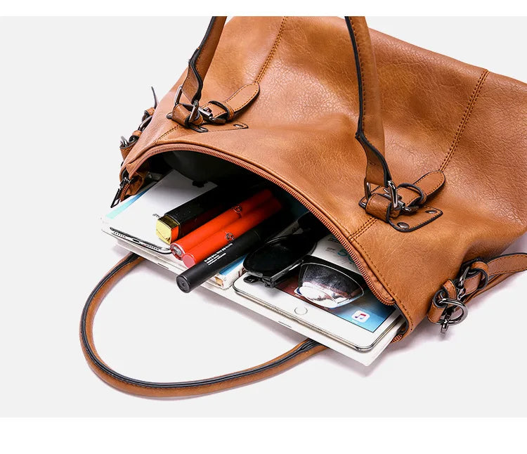 Selmira – Vintage große Kapazität Handtasche aus weichem Material mit Schulterriemen