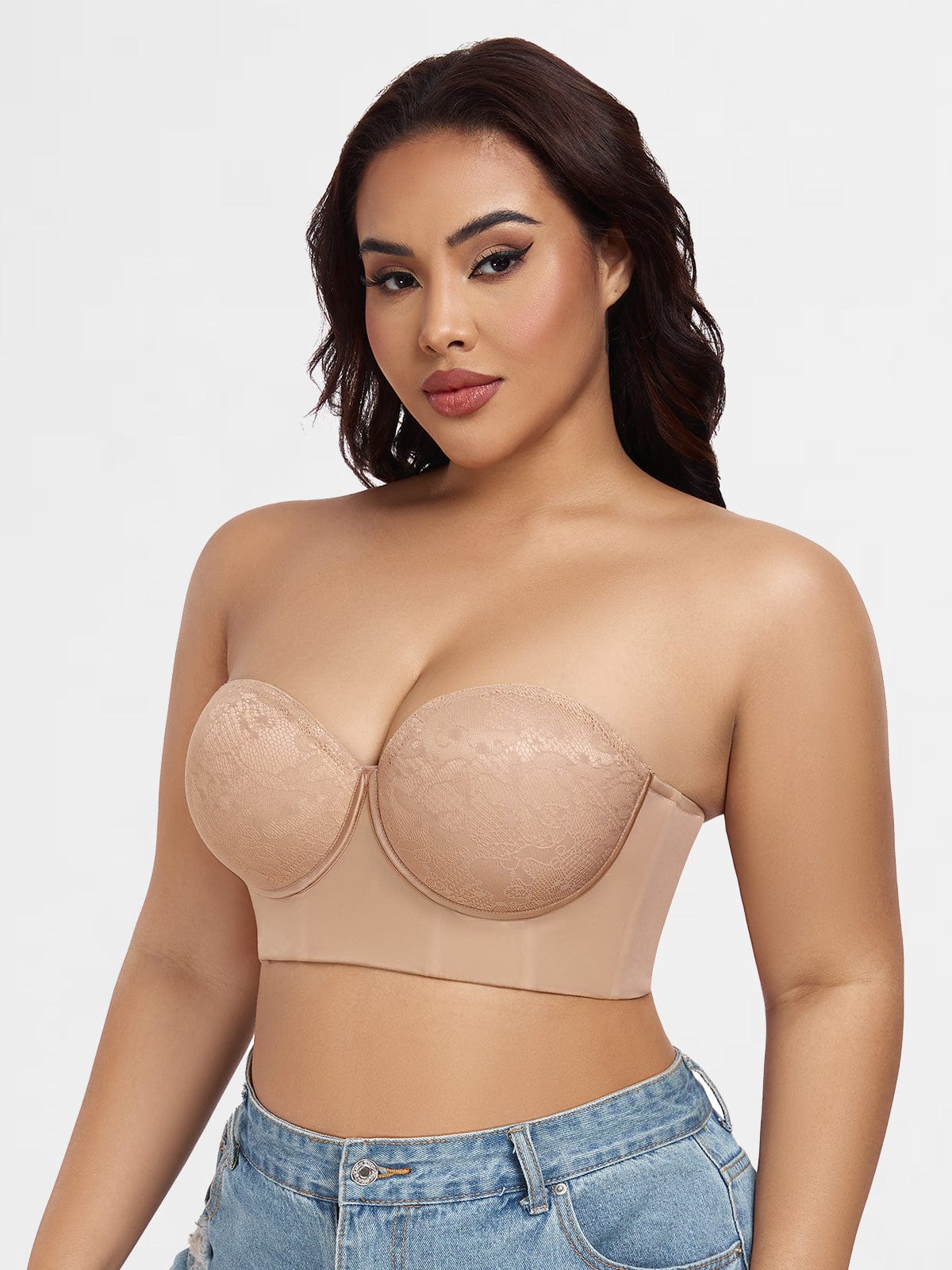 Multiway-Bustier-BH mit abnehmbaren Trägern und langem Schnitt
