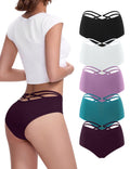Selmira Damen-Slips mit hohem Bund und Criss-Cross-Design, Multipack