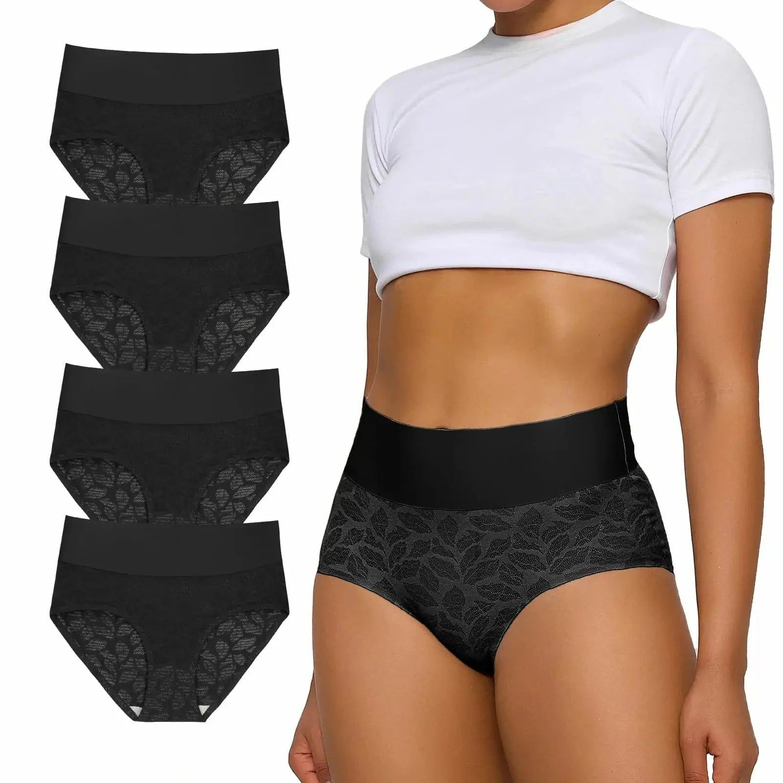 Nahtlose formende Spitzen-Unterwäsche mit hohem Bund, 5er-Pack