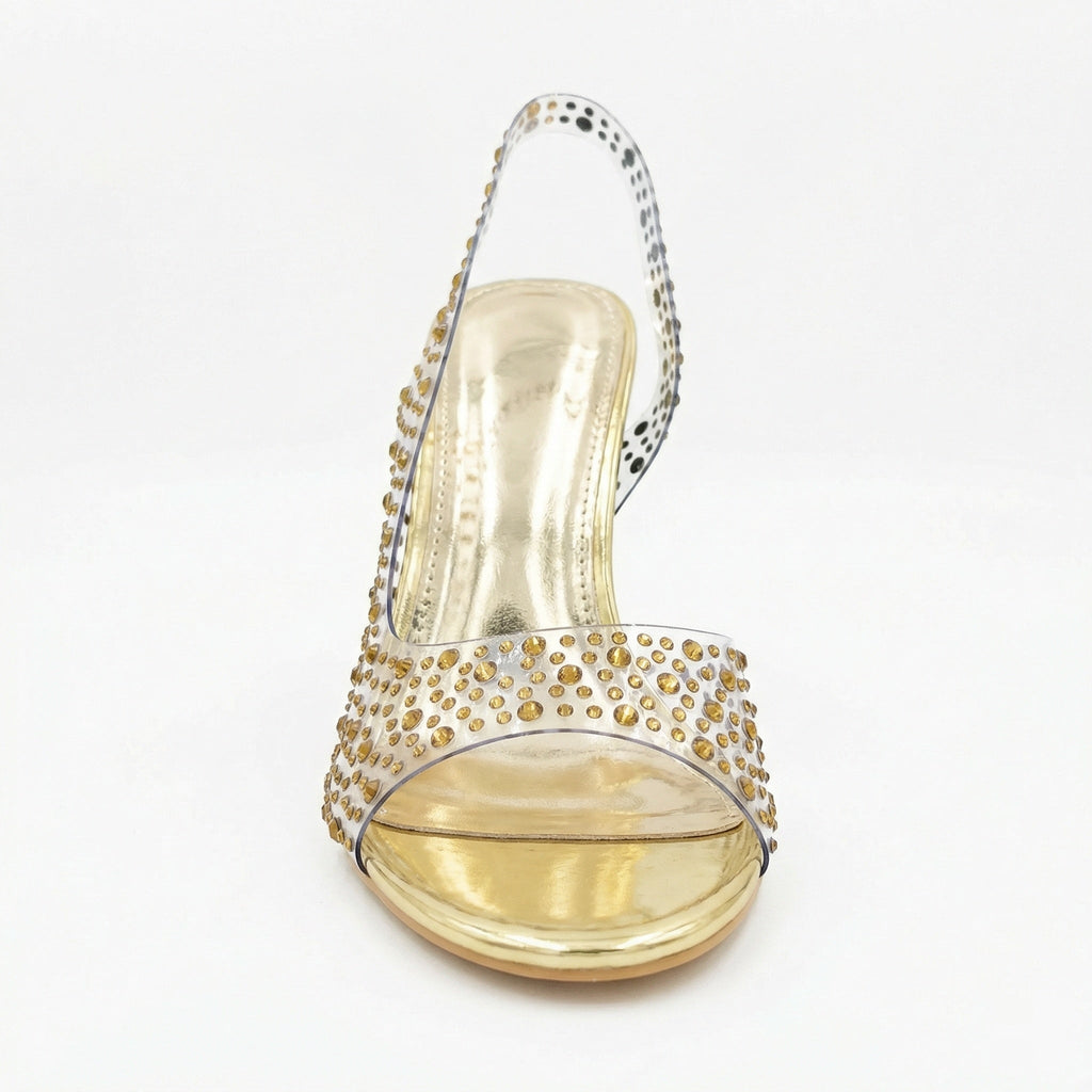 Damen Glamouröse High Heel Sandalen mit funkelndem Strassbesatz Selmira