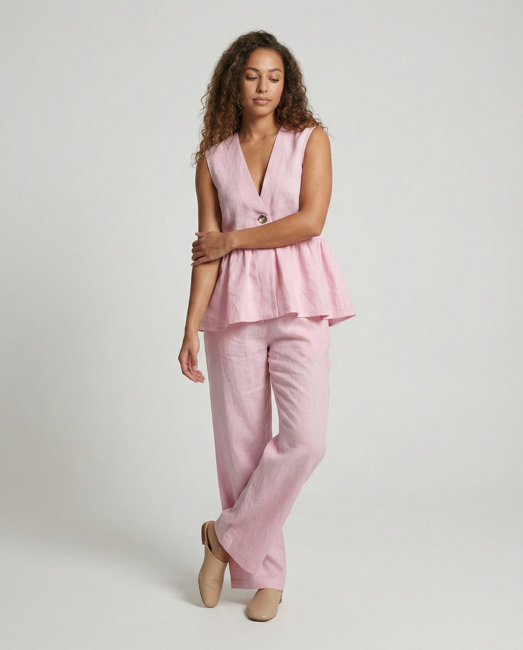 Damen Elegantes Leinen-Hosenanzug Selmira