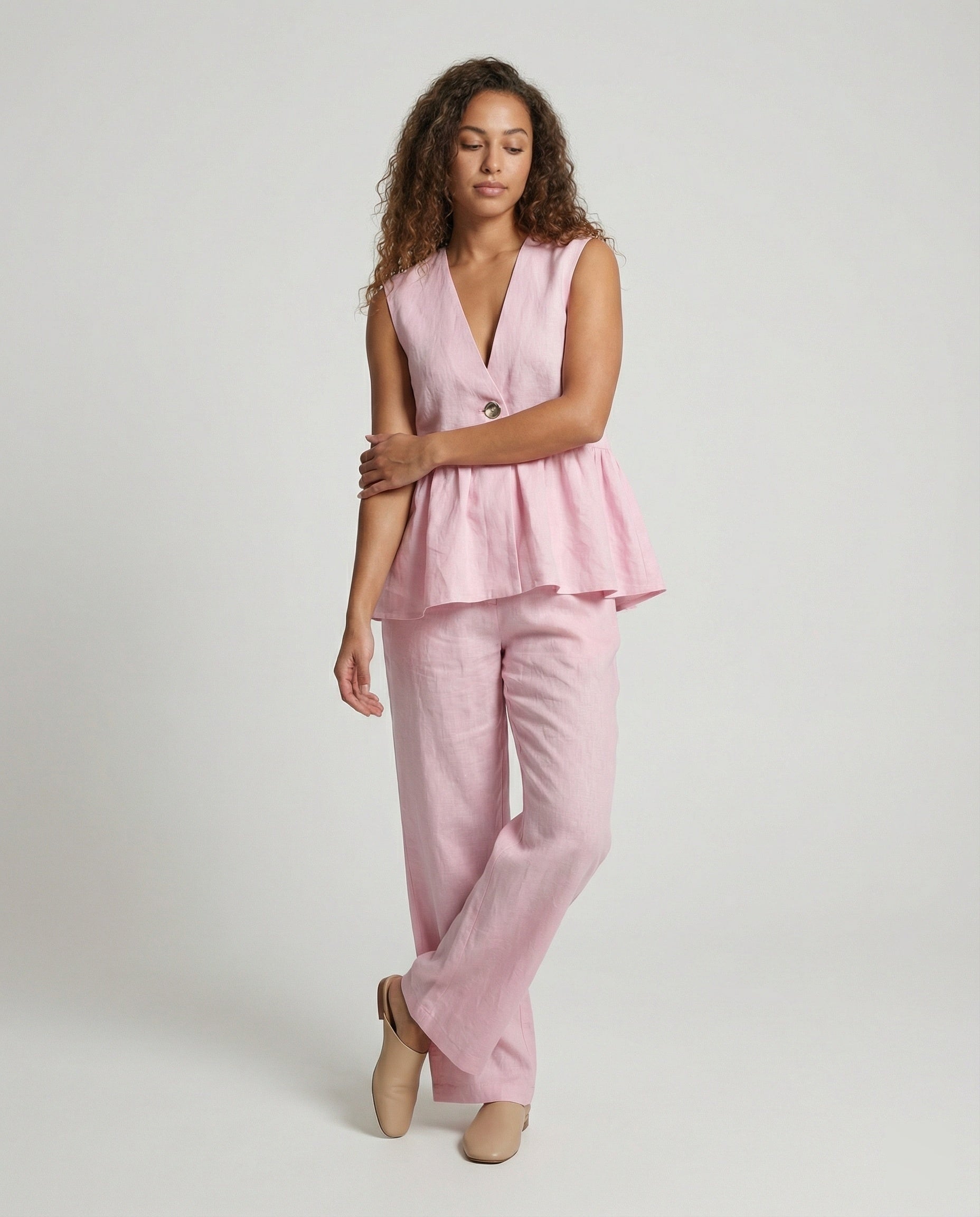 Damen Elegantes Leinen-Hosenanzug Selmira