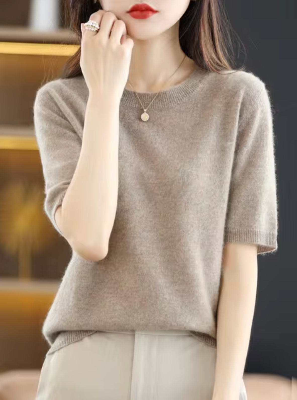 Selmira | Kurzärmliger Wollpullover