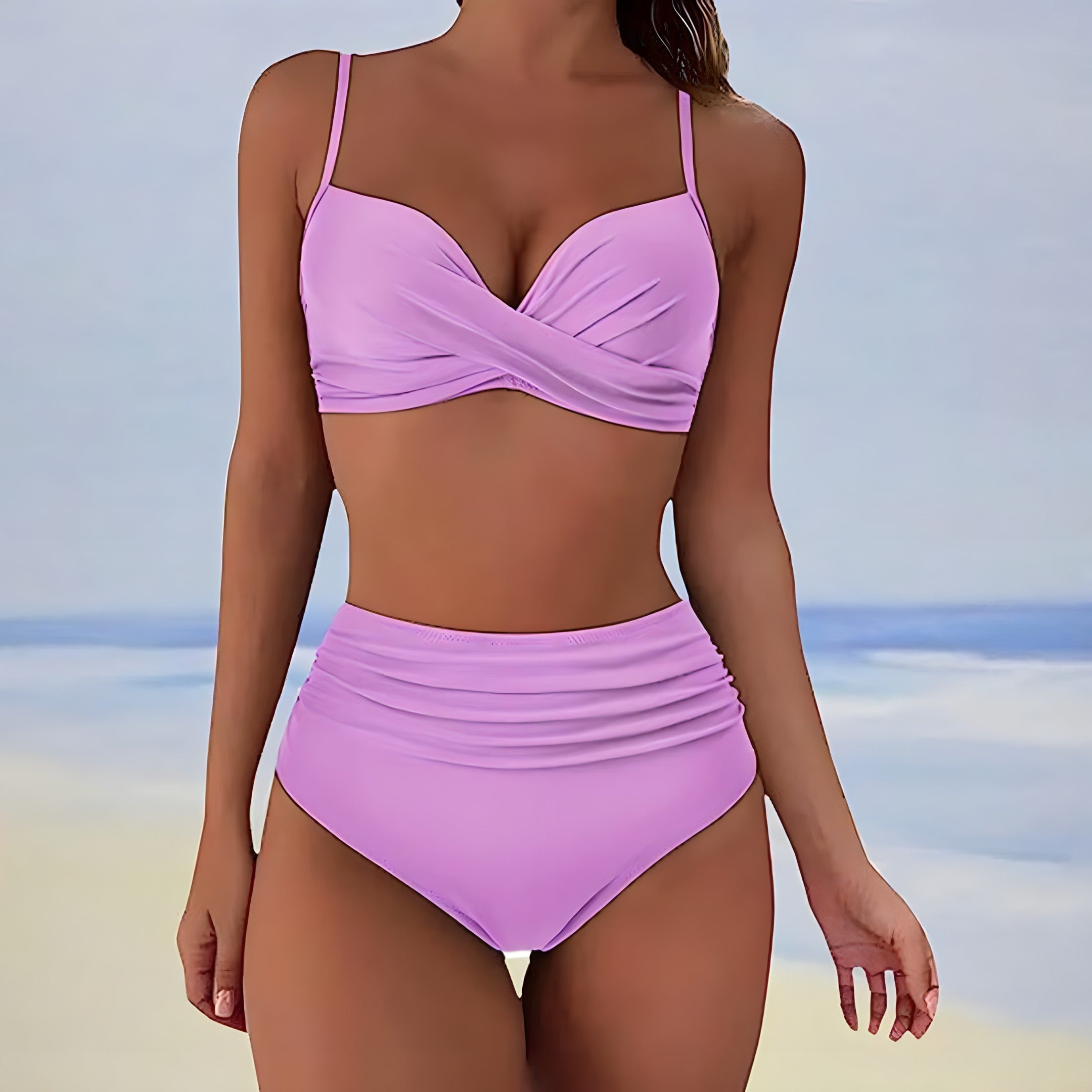 Selmira | Damen Wickel Badeanzug Set Hoher Bund