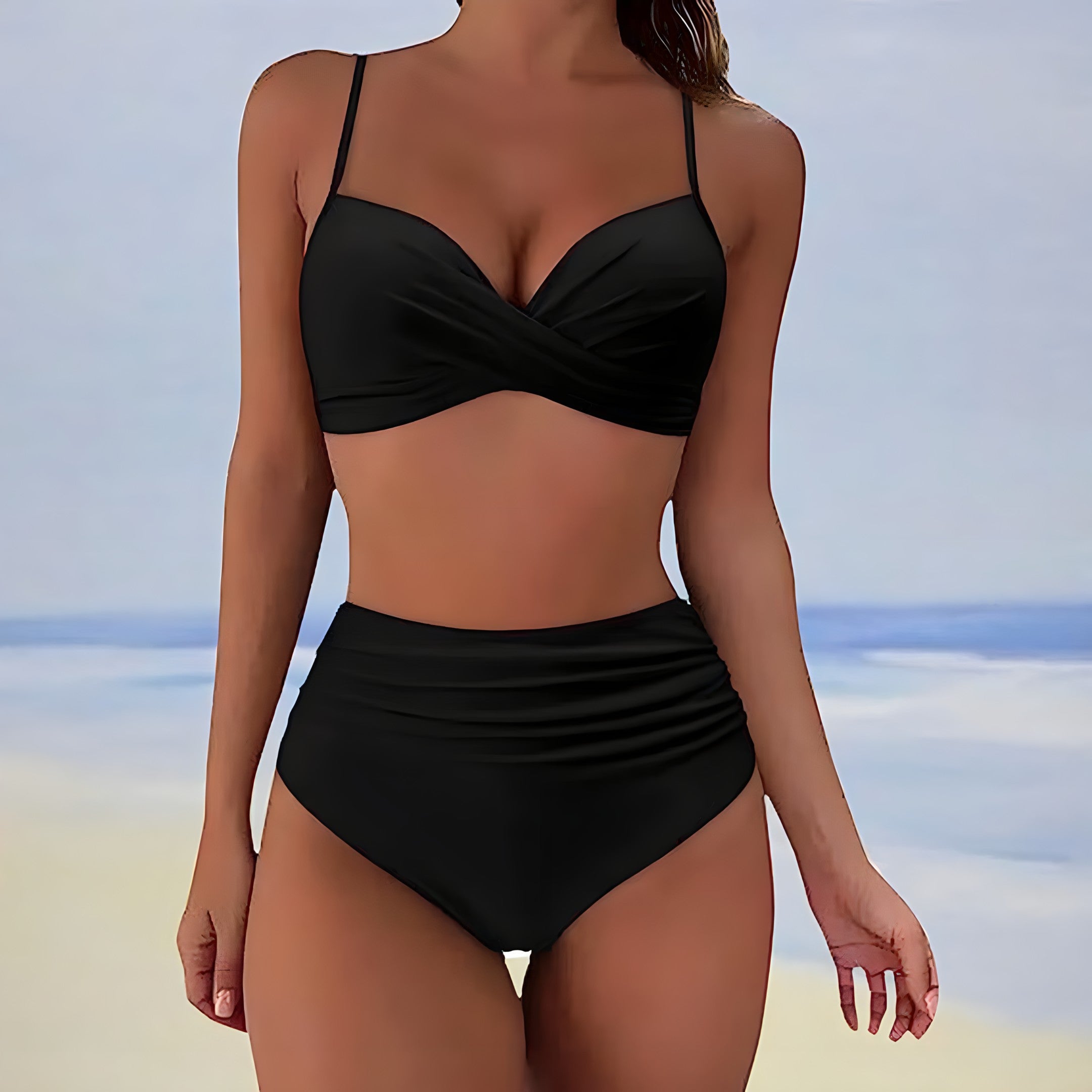 Selmira | Damen Wickel Badeanzug Set Hoher Bund