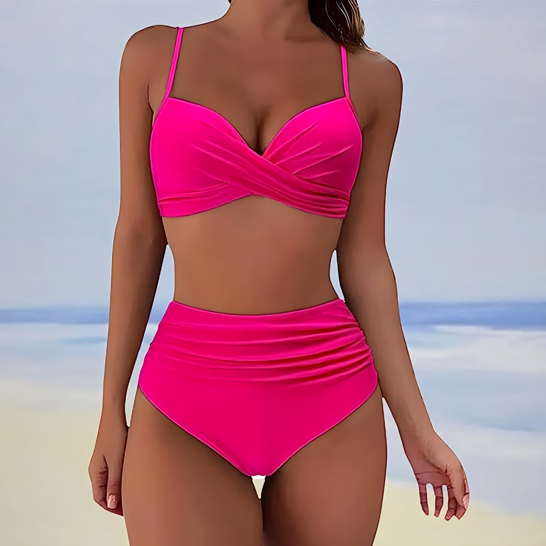 Selmira | Damen Wickel Badeanzug Set Hoher Bund