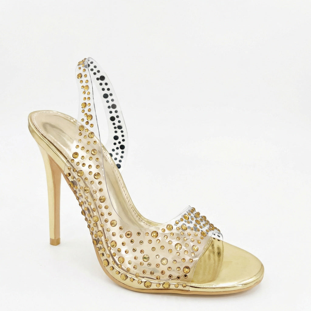 Damen Glamouröse High Heel Sandalen mit funkelndem Strassbesatz Selmira