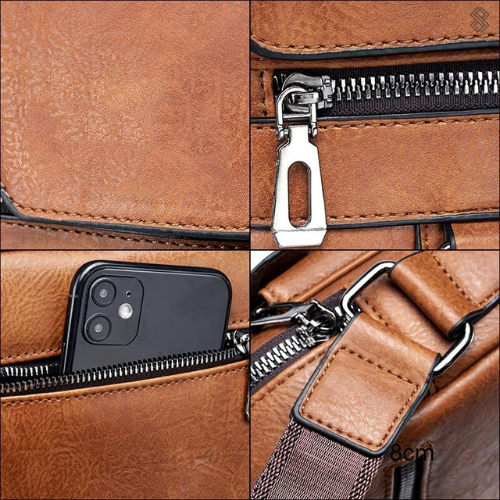 Damen Elegante Leder Schultertasche mit Reißverschluss & Verstellbarem Schulterriemen | Selmira