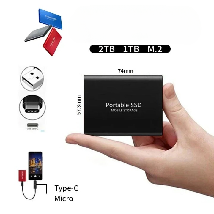 Externe SSD, tragbar, USB-C, Solid State Speicher