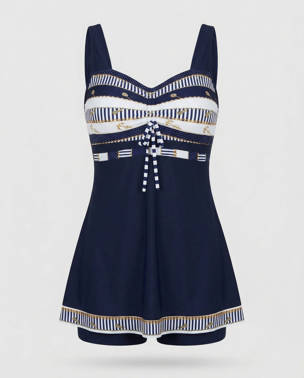 Selmira | Blauer, Schmaler, Leichter Patchwork-Tankini