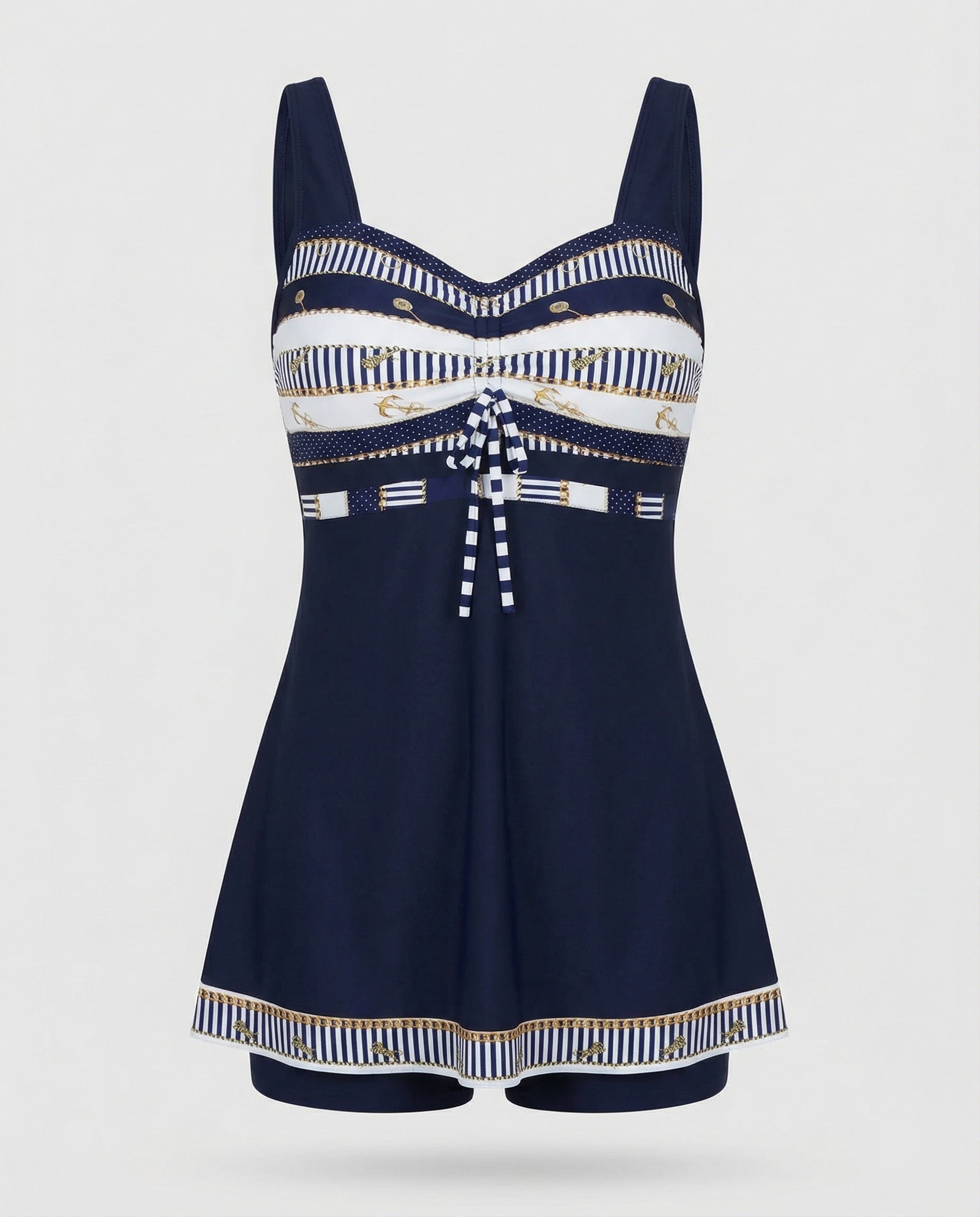 Selmira | Blauer, Schmaler, Leichter Patchwork-Tankini