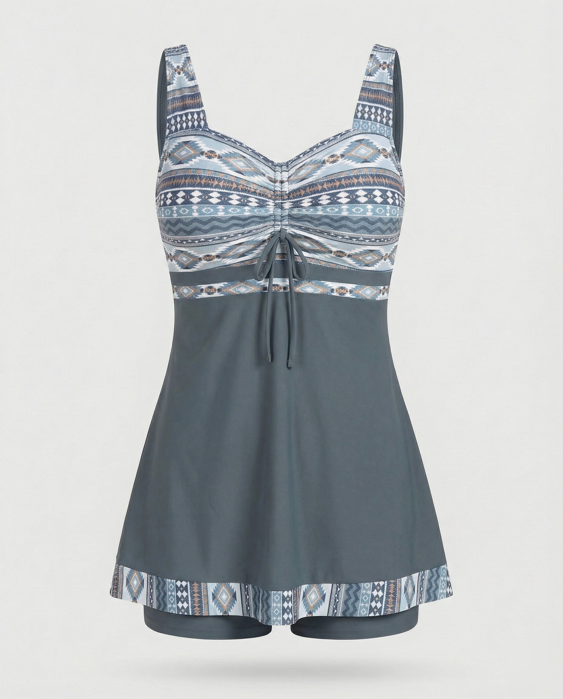 Selmira | Blauer, Schmaler, Leichter Patchwork-Tankini