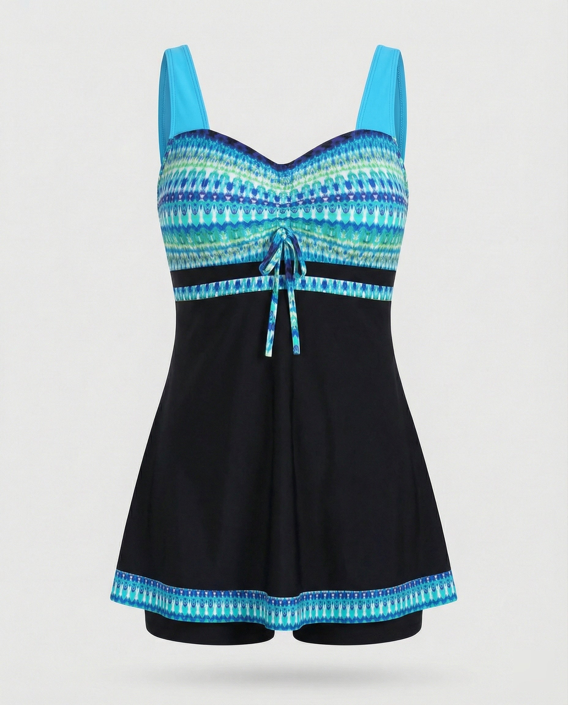 Selmira | Blauer, Schmaler, Leichter Patchwork-Tankini