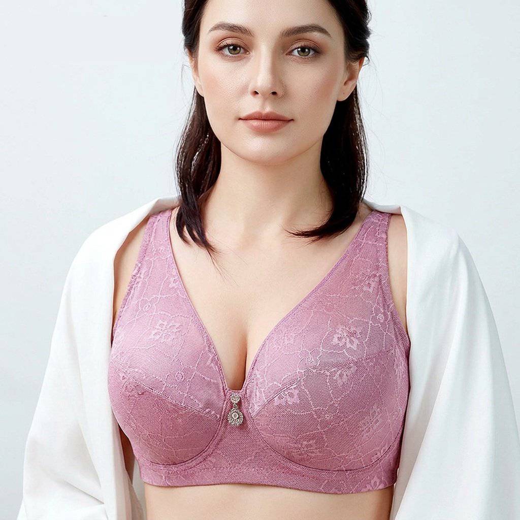 Selmira Plus-Size Spitzen-Unterstützter BH – Dünner Cup BH, Bequeme Unterwäsche