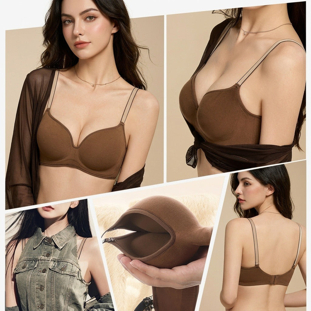 Selmira Flanell Wärmender BH – Dickes Wireless Push-up Bralette für Winterkomfort