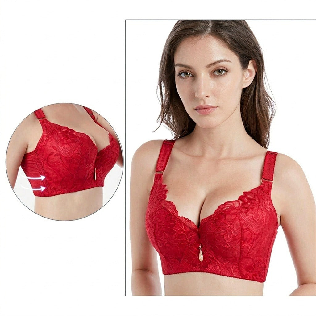 Selmira Push-up Spitzen BHs für Damen – Plus-Size Brassiere, Bequeme Unterwäsche mit Breiten Trägern