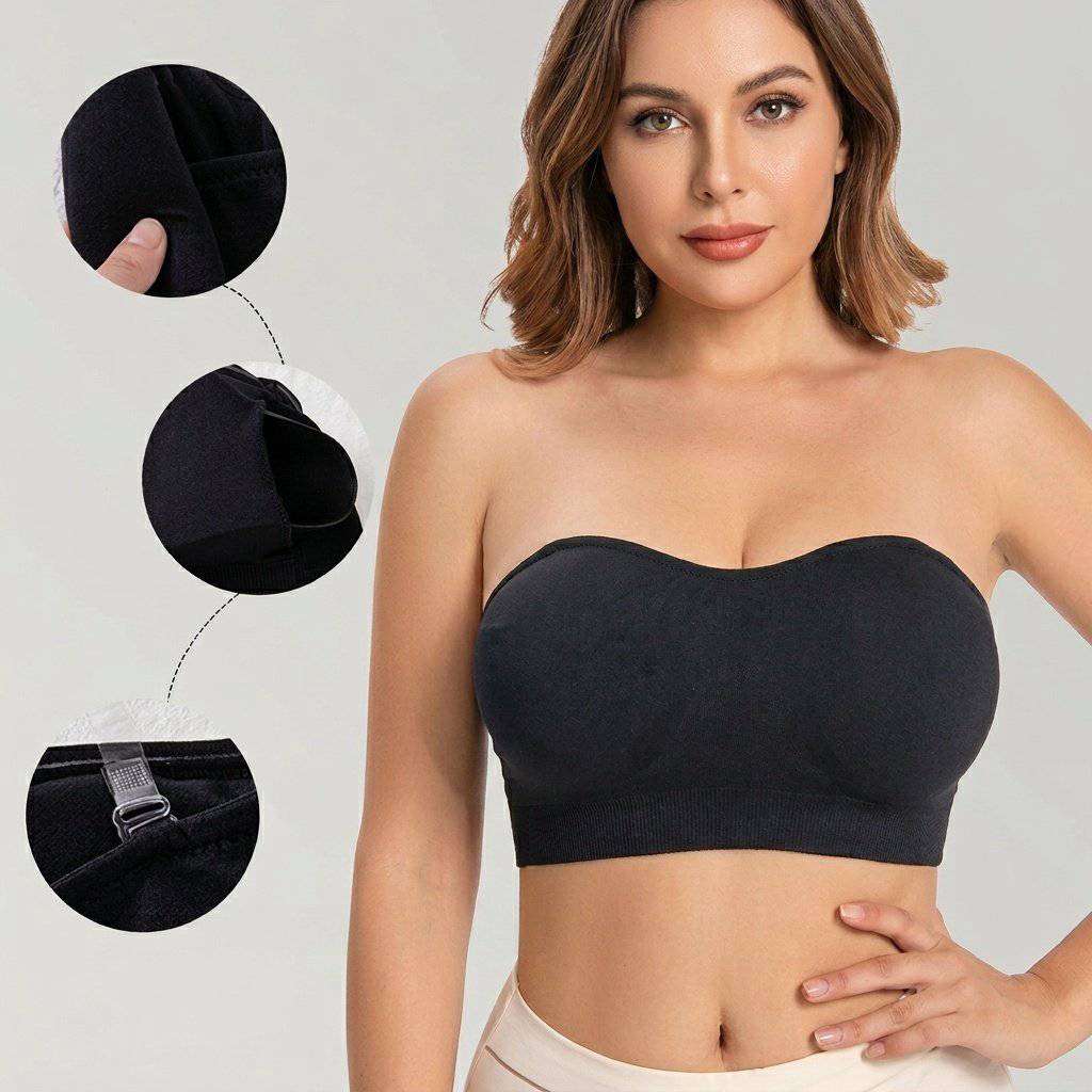 Selmira Strapless Push-up BH für Damen – Nahtloser Drahtloser BH, Rückenfreies Bralette, Abnehmbare Polsterung