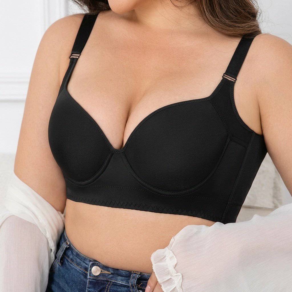 Selmira Vollabdeckender Push-up BH für Damen – Tiefer Cup, Bügel-Bralette, Glättende Unterstützung