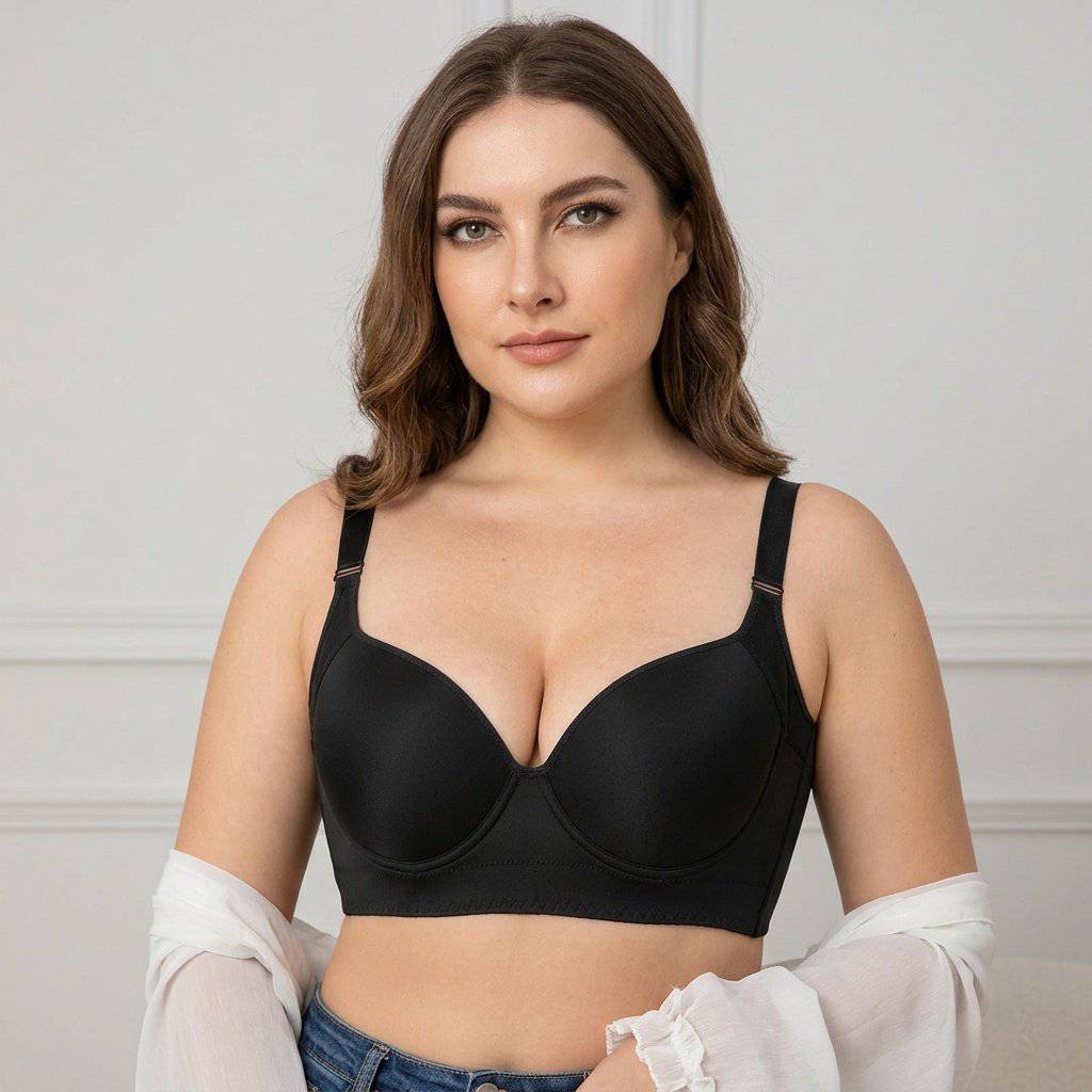 Selmira Vollabdeckender Push-up BH für Damen – Tiefer Cup, Bügel-Bralette, Glättende Unterstützung