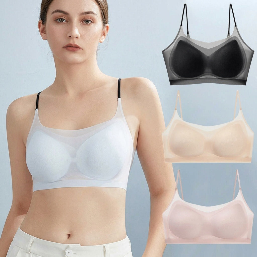 Selmira 3er-Pack Ultradünner Eiskrepp Gepolsterter BH – Nahtlos, Weich & Atmungsaktiv, Wireless Bralette