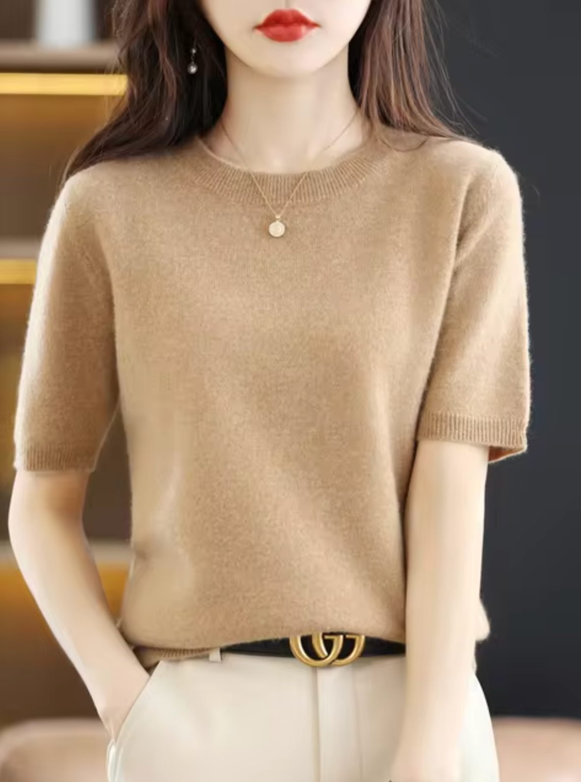Selmira | Kurzärmliger Wollpullover