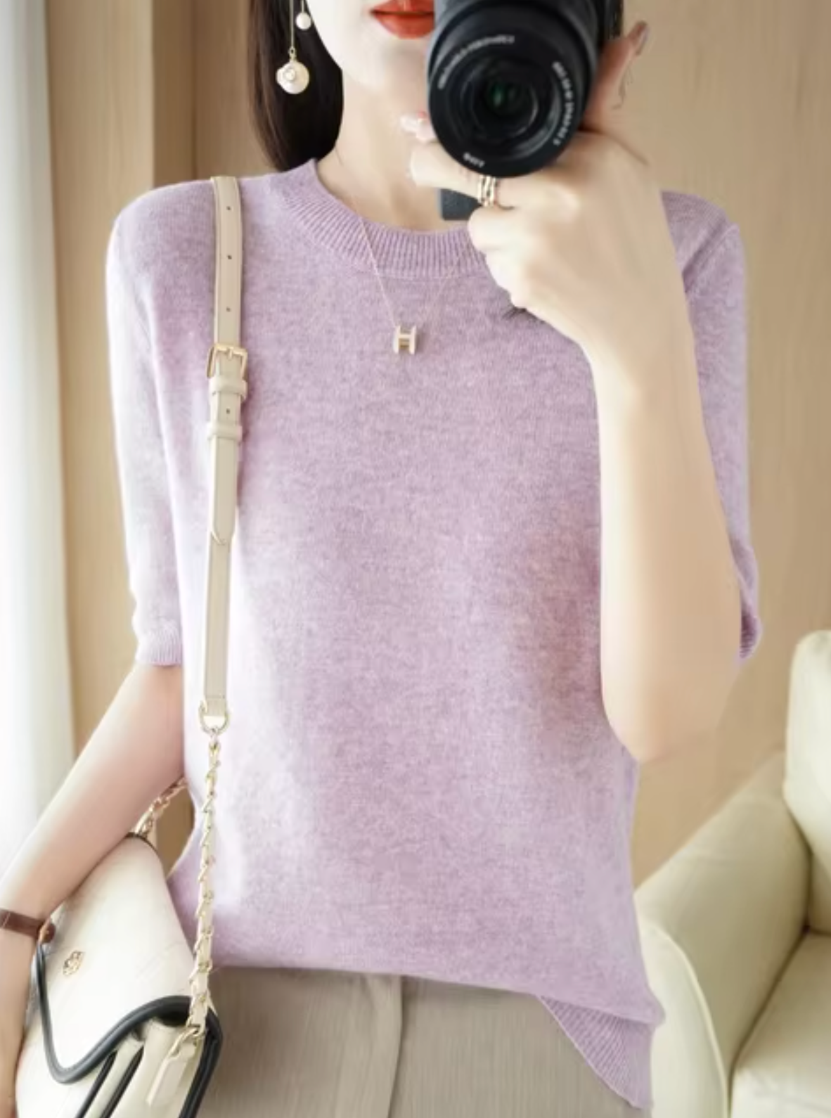 Selmira | Kurzärmliger Wollpullover