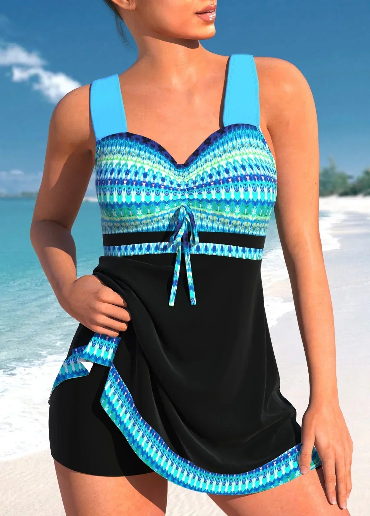 Selmira | Schlanker, Leichter Tankini aus Patchwork