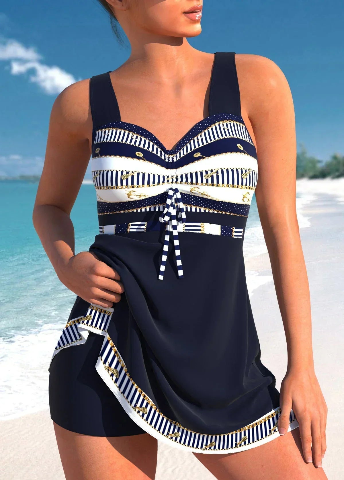 Selmira | Schlanker, Leichter Tankini aus Patchwork